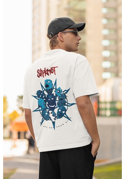 We Are Not Your Kind Slipknot Baskılı Unisex Oversize Rock Metal Beyaz