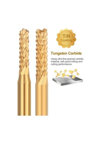 Titanyum Kaplı Tungsten Çelik Cnc Freze Pcb Kesici 1,1 - 2,0mm