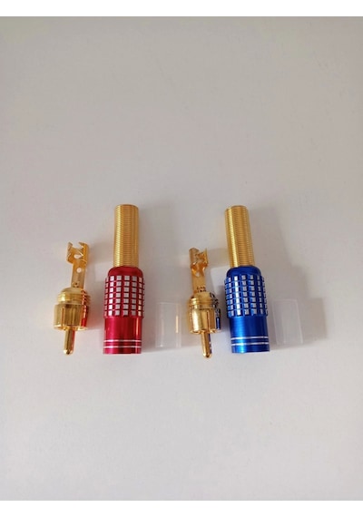 Rca Konnektör - Erkek Rca Jak - Rca Fiş Erkek -1 Adet Mavi 1 Adet Kırmızı Rca Tos