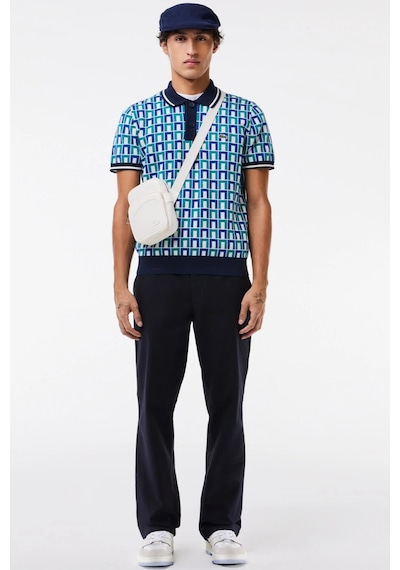 Lacoste Erkek Monogram Polo Yaka Triko Tişört Beyaz