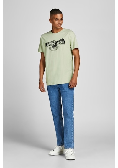 Jack & Jones Erkek Baskılı Bisiklet Yaka T-Shirt 63412205944 Yeşi-Yeşil