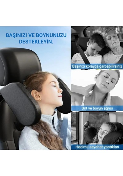 Coofbe Katlanabilir Ayarlanabilir Suni Deri Araç Yastığı Oto Seyahat Yastığı Araç Boyunluk Oto Yastık Açık Ceviz