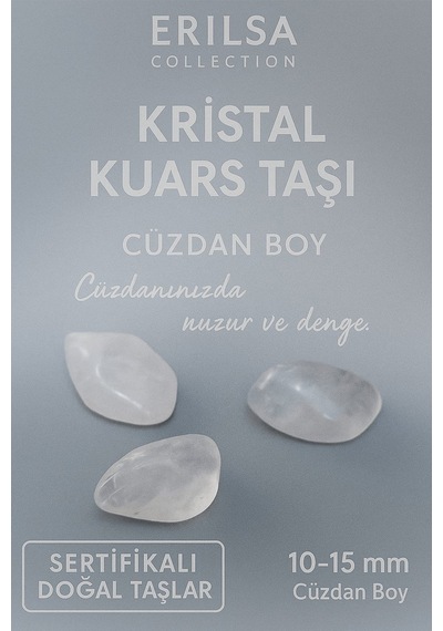 Sertifikalı Kristal Kuvars Taşı Kütle 10-15 Mm Cüzdan Boy Niyet