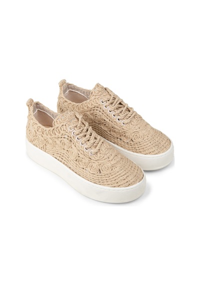Deery Kadın Bej Renkli Örgü Detaylı Sneaker Ayakkabı - K0046zbejm01