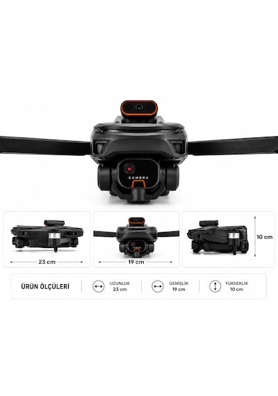 M9 Dron Katlanabilir Ekranlı Kumanda 4k Çift Çift Lens Fvp Kameralı Wi-fi Canlı Görüntü Aktarımı Takip Et Modu Katlanabilir Özel Çantalı 360 Dere Engel Algılamalı Fırçasız Motor Renkli Aydınlatma