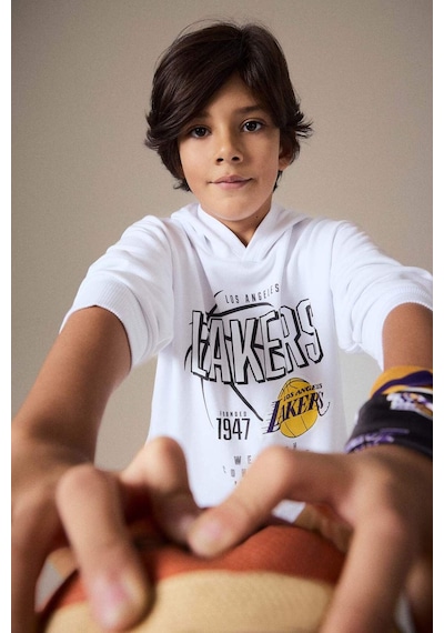 Defacto Erkek Çocuk Nba Los Angeles Lakers Kapüşonlu Sweatshirt F4085a825auwt34 BEYAZ