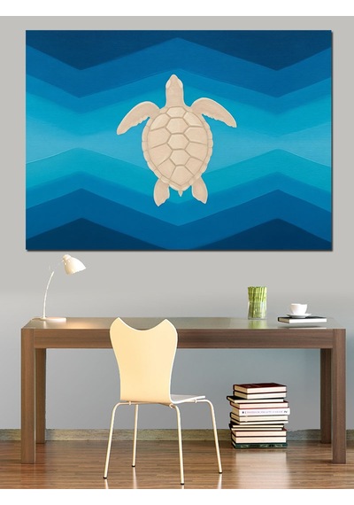 Ahşap Tablo Modern Geometrik Kaplumbağa Logosu