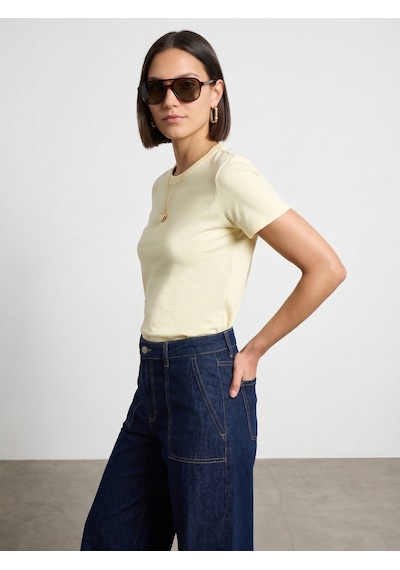 Dilvin 32779 Bisiklet Yaka T-shirt-açık Sarı Dilvin 32779 Bisiklet Yaka T-shirt-açık Sarı