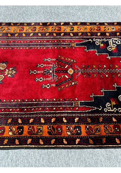 El Dokuma Seccade Çamardı Halısı 100x190 Kırmızı Yün Namazlık