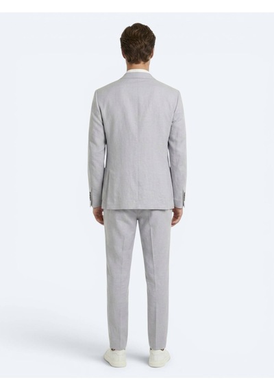 Kip Gri Modern Fit Keten Karışımlı Takım Elbise
