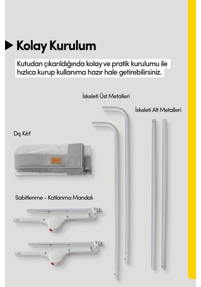 Kiwi Çocuk Yatak Koruyucu Bariyeri Ve Yatak Korkuluğu, Ekstra Dolgulu Kumaş Bed Guard Beyaz 150x65