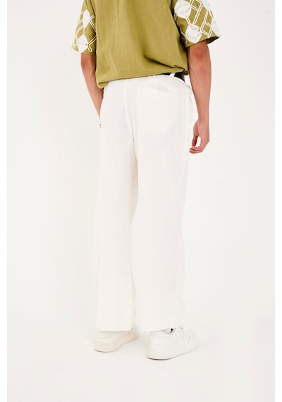 Rocqerx R-4419 Fermuarlı Baggy Pantolon Beyaz