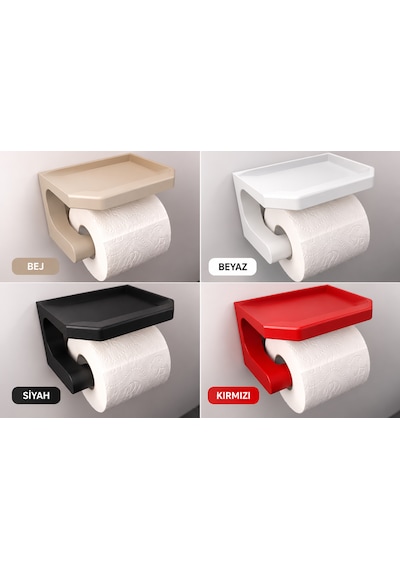 Duvara Monte Tuvalet Kağıtlığı Kapaklı Wc Kağıt Havluluk Banyo Aksesuarı Kırmızı