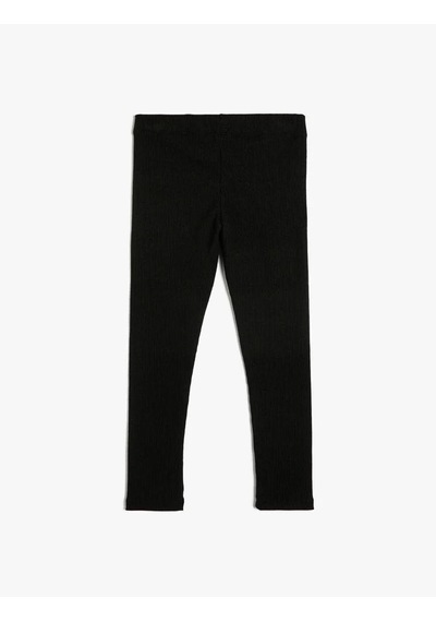 Koton Basic Ribanalı Tayt Beli Lastikli Siyah 5wkg40056ak Siyah