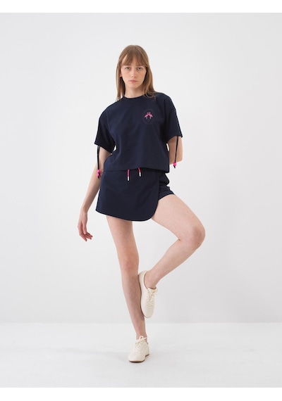 Xint Lacivert Pamuk Dokulu Oversize Tişört 602478 Xint Lacivert Pamuk Dokulu Oversize Tişört 602478