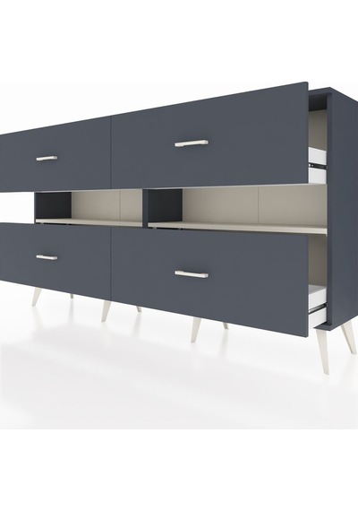 Arges Konsol 2 Raflı 4 Çekmeceli 176x30x99 Antrasit-aytaşı/antrasit Aytası/antrasıt - Antrasıt Arges Konsol 2 Raflı 4 Çekmeceli 176x30x99 Antrasit-aytaşı/antrasit Aytası/antrasıt - Antrasıt