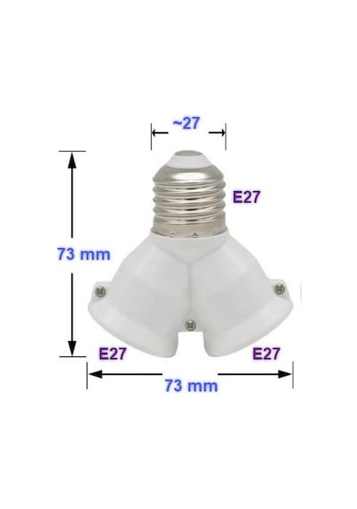 E27- E27 Duy Çoğaltıcı Adaptör, Tek Duyda 2'li E27 Ampul Girişi