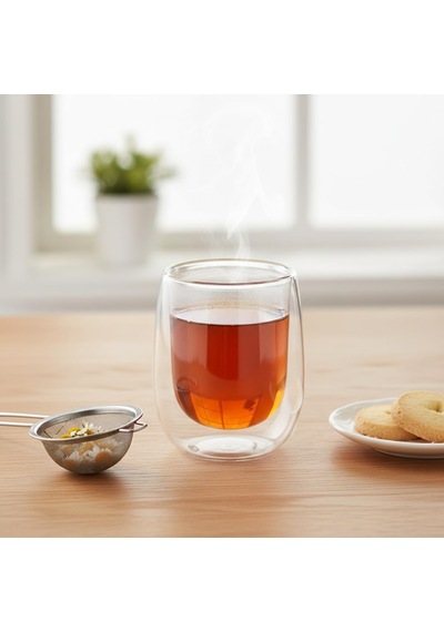 Çift Cidarlı Double Wall Cam Bardak - 250 Ml Isıya Dayanıklı Cappuccino, Çay Ve Kahve Bardağı - El Yakmayan Modern Tasarım çok renkli