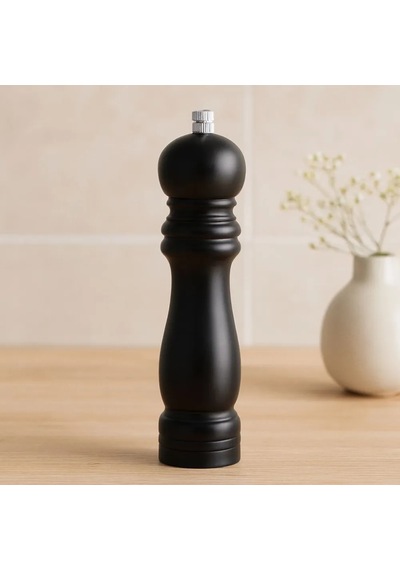 Jenerik Siyah Ahşap Tuz Ve Baharat Öğütücü - Büyük Ø4.5 Cm X 19.5 Cm