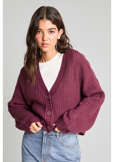 Defacto Regular Fit V Yaka Basic Düz Düğme Kapamalı Triko Hırka U2052az26wnbr162 Bordo-br162