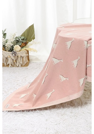 Kız Ve Erkek Bebek Için Triko Örgü Bebek Battaniyesi 85cm X85cm Pembe Dino Pembe3 Pembe3
