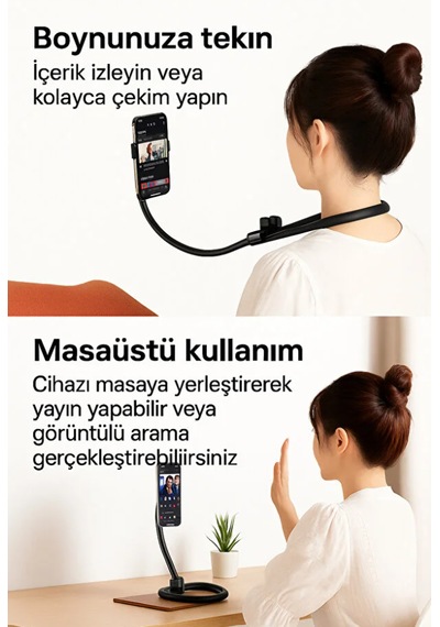 Manyetik Silikon Boyun Telefon Tutucu Eller Serbest, Ayarlanabilir Ve Rahat Kullanım 1 ADET