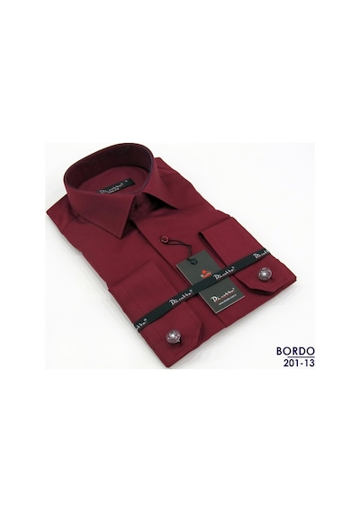Dicotto Micro Kumaş Kol Düğmeli Slim Fit Düz Renk Erkek Gömlek Beyaz