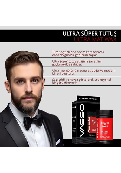 Saç Şekillendirici Toz Wax Tüm Saç Tipleri Süper Tutuş Ve Ultra Mat Görünüm Shake & Rake 20 Gr