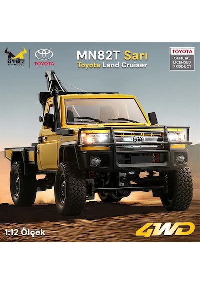Mn Model Mn82t 1/12 Toyota Land Cruiser Lc79 4wd Rc Model Crawler Offroad Uzaktan Kumandalı Araba Truck Rtr Lisanslı Sarı+elektrikli Vinç+dahili Işık Seti Mn-82t