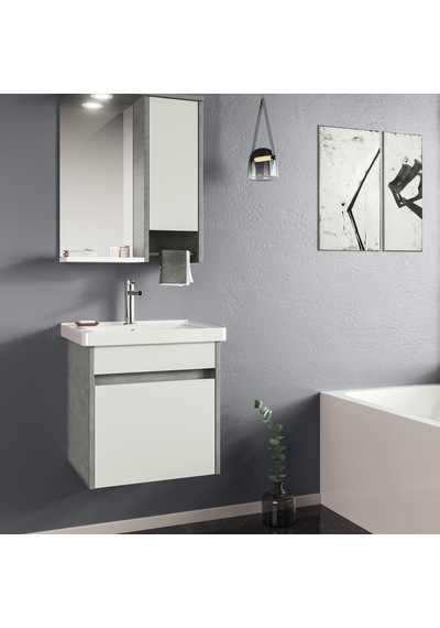 Orka Aydos 55 Cm Mdf Retro Gümüş/Beyaz Banyo Dolabı Takımı Çok Renkli Orka Aydos 55 Cm Mdf Retro Gümüş/Beyaz Banyo Dolabı Takımı Çok Renkli