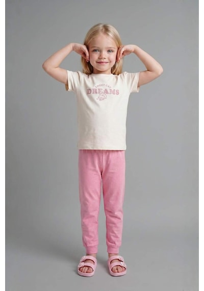 Defacto %100 Pamuk Desenli 2li Kısa Kollu Pijama Takımı Kız Bebek I1005a526aubg285 Bej-bg285
