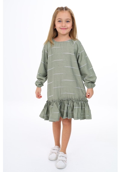 Toontoy Kız Çocuk Reglan Kol Fırfır Büzgülü Elbise Yeşil Toontoy Kız Çocuk Reglan Kol Fırfır Büzgülü Elbise Yeşil