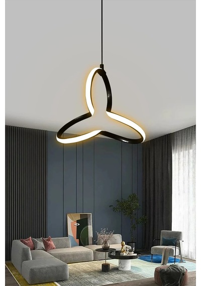 Yonca Modern Sarkıt Led Avize 1 Yıl Garantili - Beyaz Işık - Siyah Siyah