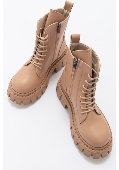 Luvishoes Tool Koyu Bej Kadın Bot Koyu Bej