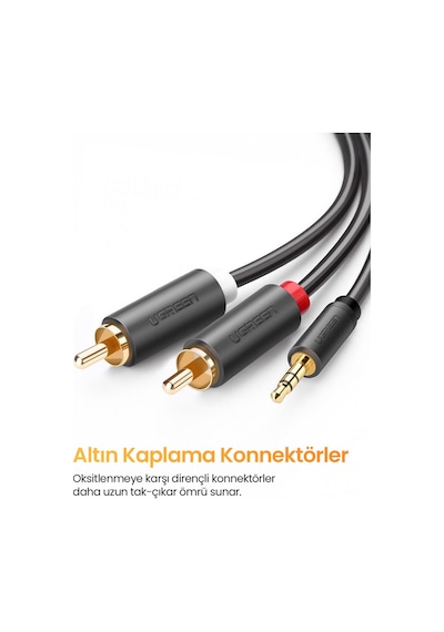 Ugreen 3.5 Mm Aux Rca Ses Kablosu, 2 M, 10510
