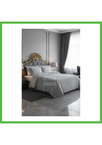 Vaveni Çift Kişilik Yatak Örtüsü Gri 3 Parça Yatak Örtüsü Bedspread Arz