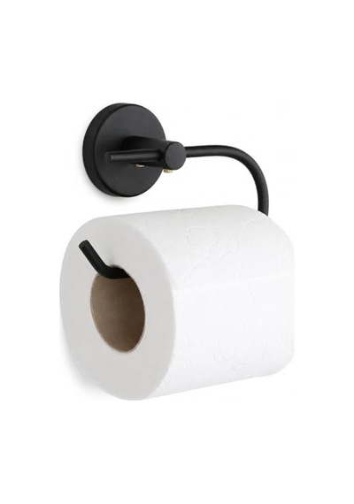 Mat Siyah 35 Mm Oval Bantlı Tuvalet Kağıdı Askısı, Kolay Montajlı Banyo Aksesuarı 16.5 x 12.2 x 11.2 CM