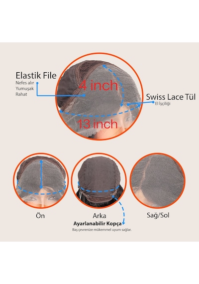 Siyah Fiber Sen Hafif Daalı Tül Peruk - Mydr-582357 Renkli