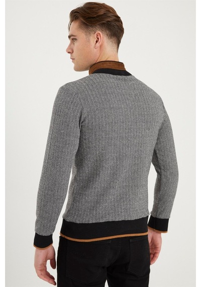 1039 Dewberry Erkek Sweatshırt-desenli Siyah Desenli Siyah