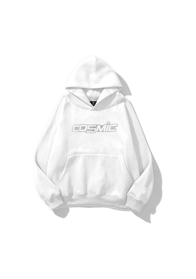 Tarzsokak Unisex Cosmic Taş Baskılı Sweatshirt Beyaz