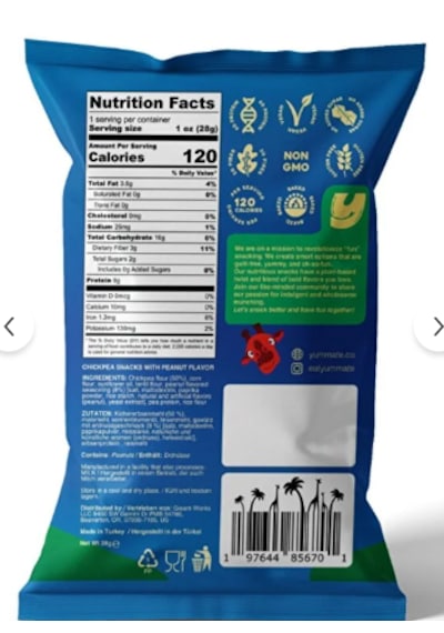 Vegan Glutensiz Yer Fıstığı Aromalı Fırınlanmış Nohut Cipsi 28 Gr