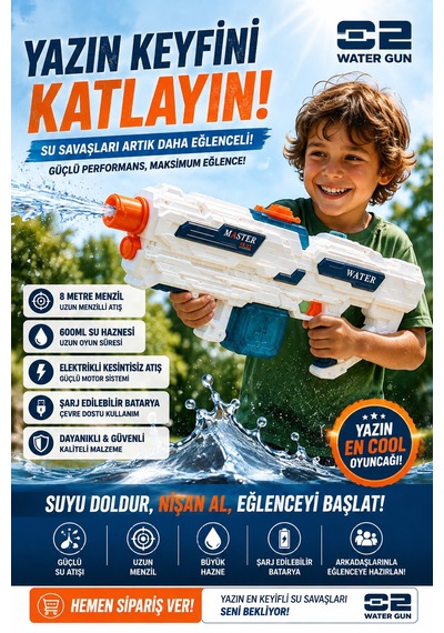 Elektrikli Su Tabancası 600 Ml Kapasite / 8 Metre Menzil 1