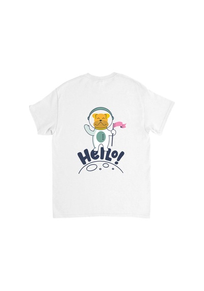 Paybuy Çocuk Uzay Astronot Baskılı Kısa Kollu Tişört Retro Grafik Merhab beyaz