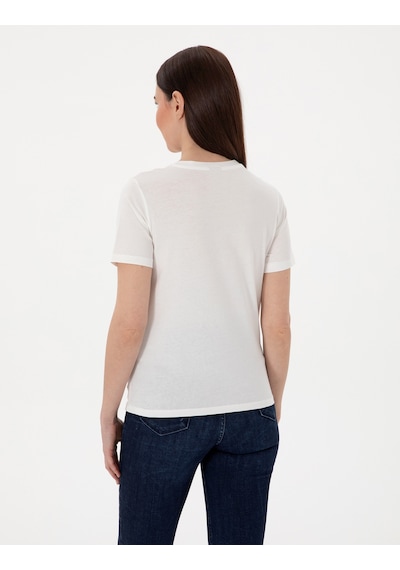 Pierre Cardin Kadın Beyaz Tişört 50305766-vr013 Beyaz