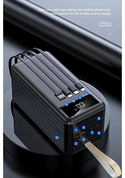 80000 Mah Ultra Yüksek Kapasiteli Taşınabilir Batarya Avcı Kampçı Güç Ünitesi Profesyonel Powerbank Siyah