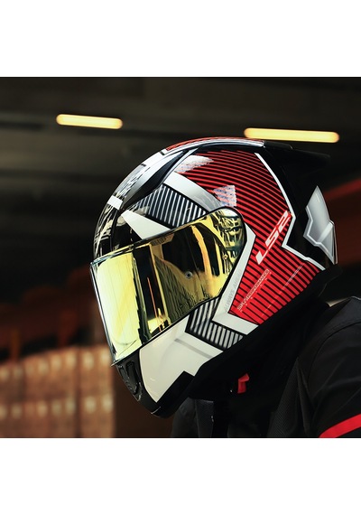 Sarı Cam + Ls2 Rapid 2 Race Extra Kask Beyaz - Kırmızı