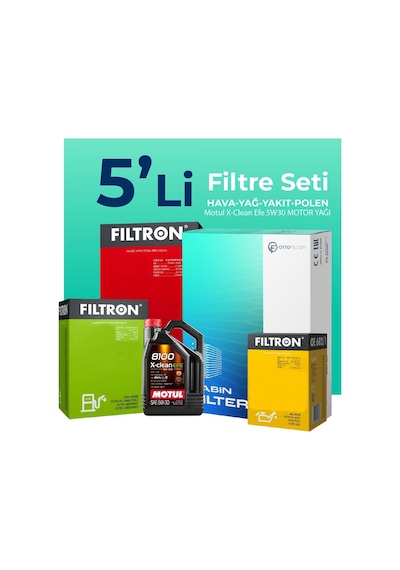Filtron Bmw 3.20 Dizel 190 Hp Filtre Bakım Seti Motul Motor Yağlı (2015-2018) 5 Li