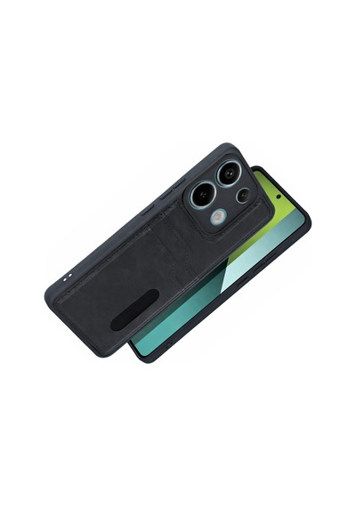 Xiaomi Redmi 15c 4g Uyumlu Sara Kartvizitli Deri Kılıf - Siyah