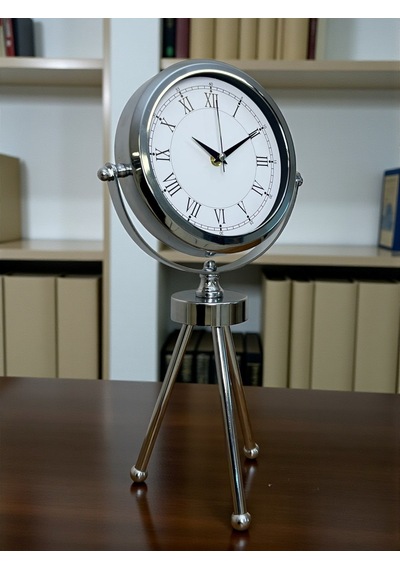 Silver Heritage Üç Ayaklı Krom Metal Masa Saati Renkli