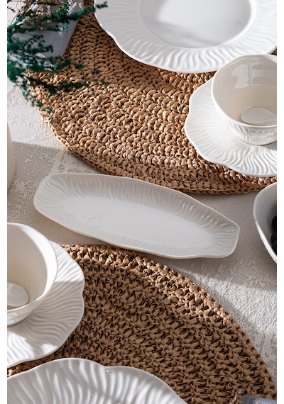 Flowery Porselen 30 Parça 6 Kişilik Kahvaltı Takımı Beyaz